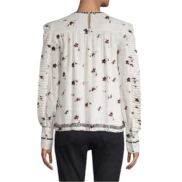 Joie white Leitha floral beaded ruffled long sleeve blouse size XS - Picture 2 of 9